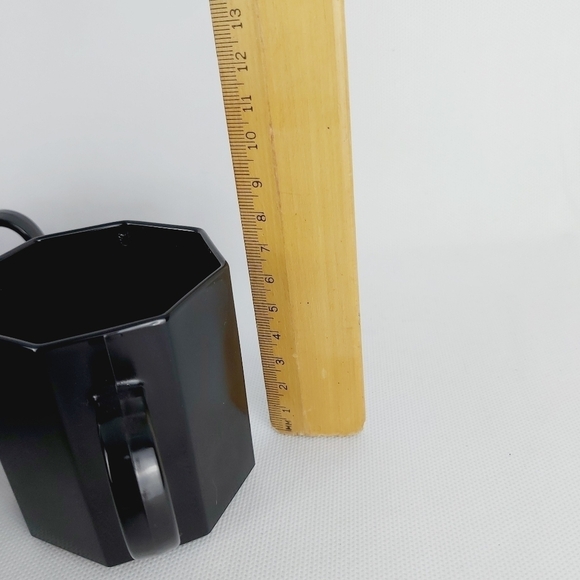 1980'S Arcoroc Octine Black glass octagon Made in France soups bowls mug saucers - Picture 14 of 16